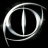 Static grayscale icon featuring a stylized circular design with intersecting vertical line and curved elements on black background.