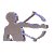 Animated sequence of a figure holding a bow, transitioning through various poses with visible motion in limbs and weapon.