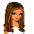 Pixel art contact sheet showing multiple frames of a female character with long brown hair, white crop top, blue jeans, and yellow wrist accessory across six sampled animation frames.