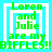 Green text on cyan and white background reads "Loren and Julie are my BIFFLES!!" in four identical arranged in a