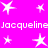 Bright pink background with white star shapes and repeated text "Jacqueline" in pixelated font.