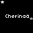 Pixelated text 'Cherinaa' repeated across a black background with white and gray stars, some of which shift position in an animation.