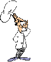 Animated contact sheet of a cartoon chef character performing various gestures with steam rising from his head across 10 frames on a gray background.