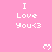 Pink background with repeated white text "I Love You<3" and small heart symbols arranged in a pattern