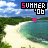 Animated beach scene with 'SUMMER' text and pink star, cycling through color variations of the letter U.