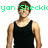 A person in a black tank top with brown hair, green text above and below the figure on white background.
