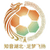 Circular icon with orange and green segments surrounding a central gray circle, bordered by light beige ring on pixelated image.