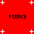 Red background with white plus signs and four instances of the word FIERCE in black pixelated text arranged in a pattern
