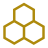 Golden hexagonal outline composed of three connected shapes on a light gray background.