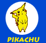 Two side-by-side pixelated Pikachu icons on blue backgrounds with white circular borders and yellow 'PIKACHU' text below each.