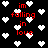 Black background with white pixelated hearts and red text reading "im falling in love" scattered across the image.