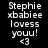 Pixelated text reads "Stephie xbabiee loyess youu! <3" on four distinct background colors: black, purple, pink, and magenta.