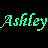 Green cursive text 'Ashley' repeated across a black background with a blue martini glass icon above the center.
