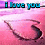 Animated pink heart-shaped icon with changing text above it, displaying phrases like "i love you" and "so much i cant stop thinkin about you".