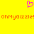 Yellow background with a pink pixelated heart symbol above orange text reading "OhMyGizzle! OhMyGizzle!" in a repeating pattern.