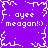 Purple background with white pixelated text and decorative borders repeating 'ayee meagan!:)'.