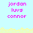 Pixelated text 'jordan luv s connor' in pink on light blue background with yellow pixelated border, two identical frames showing same content.