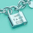 Pixelated icon of a white rectangular object with rounded corners and dark outline on light blue background, connected by chain to another shape.