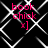 Black background with white geometric pattern and pink text reading 'book chick x]' in four identical quadrants