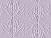 A static, light purple background with a repeating white floral pattern featuring stylized leaves and stems arranged vertically.