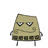 Animated pixel art character with brown body, black eyes, and mouth expressions changing between closed, smiling, and open states.