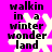 Pixelated text 'walkin in a winter wonderland' overlaid on white snowflakes against bright pink background, with visible animation changes across frames.