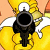 Static pixelated image of a black revolver with white accents against a yellow and orange background, featuring motion blur effects on the surrounding elements.