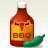 Pixelated icon of a condiment bottle with anthropomorphic features and a chili pepper, rendered in warm colors on a light background.