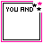 Pixelated text-based icons with pink borders and star accents, displaying sequential animation of phrases "YOU AND me" then "CAN rock THIS WORLD"