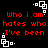 Red pixelated text on black background with white square patterns, repeating identical phrases in four quadrants.