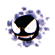 Animated sequence of a ghost-like cartoon character with large white eyes and black pupils, transitioning from circular form to bipedal stance against gray background.