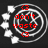 Animated circular icon with white spiral and white diamond shapes on black background, red text changes across frames.