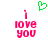 Pixelated pink text 'i love you' with a green heart above, displayed on white background.
