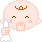 Pixelated character with light skin, brown crown, pink cheeks, and closed eyes holding a white object, showing variations in mouth shape and a blue tear.