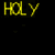 Yellow pixelated text 'HOLY' at top left, yellow pixelated text 'CHEEZE' at bottom left on black background with gray rectangle and small white dots.