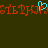 Red pixelated text on dark background with a blue heart-shaped cursor overlay.