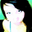 Pixelated static image of a person with dark hair and light skin, wearing a white top against a black background.