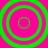 Four green concentric circles on a bright pink background, arranged in a with no visible animation changes