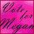 pink and magenta watercolor-style with black cursive text reading "Vote for Megan" and "For Secretary" across multiple