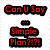 A four- displays text and imagery: top-left red pixelated text, top-right band photo with 'SIMPLE PLAN' text, bottom-left orange-and-blue text on black background, bottom-right empty gray