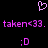 Pixelated purple heart symbol above repeated text and two identical smiley faces on black background.