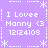 Purple background with white pixelated text and symbols arranged in a pattern, featuring repeated phrases and numbers