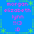 Blue background with green dashed borders and star corners, pink text reading 'morgan elizabeth lynn' followed by '!!<3 :D', static image.