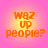Four identical circular icons arranged in a , each displaying orange text on a pink-to-yellow gradient background