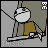 Animated contact sheet of a pixelated character with white head and brown body performing repetitive motion against gray background, alternating between 'THIS IS' and 'GOODBYE.' text.