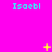 Bright pink background with cyan text 'Isaebl' repeated across three , yellow star-like symbols in various positions changing between frames