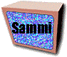 20 small square icons with brown borders, each displaying blue static noise and text labels like "Sammi" or "Our Home Page" in black font