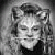 Black-and-white pixelated image of a person with closed eyes, dark hair styled upward, and light-toned skin against a gradient background.