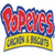 A split-screen image with a Popeyes logo on the left and red text reading 'is ghetto food' on the right against black background.