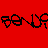Red and black pixelated text fragments arranged in a with one gray , displaying stylized letters and symbols